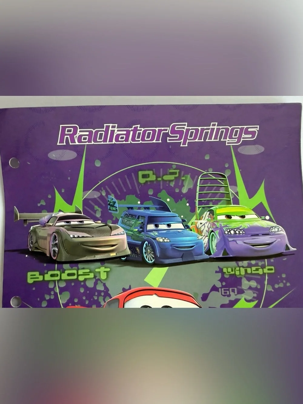 Vintage Disney Pixar Cars 2 Pocket Folder Lightning McQueen Radiator Springs
